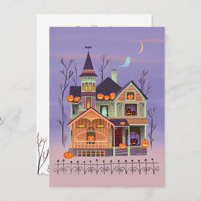 Halloween Invitación a la fiesta de Jack-o'-lanter (Anverso / Reverso)