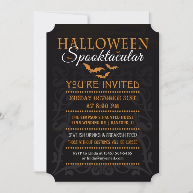 Halloween - Invitación teoctásica - Naranja y negr (Anverso)