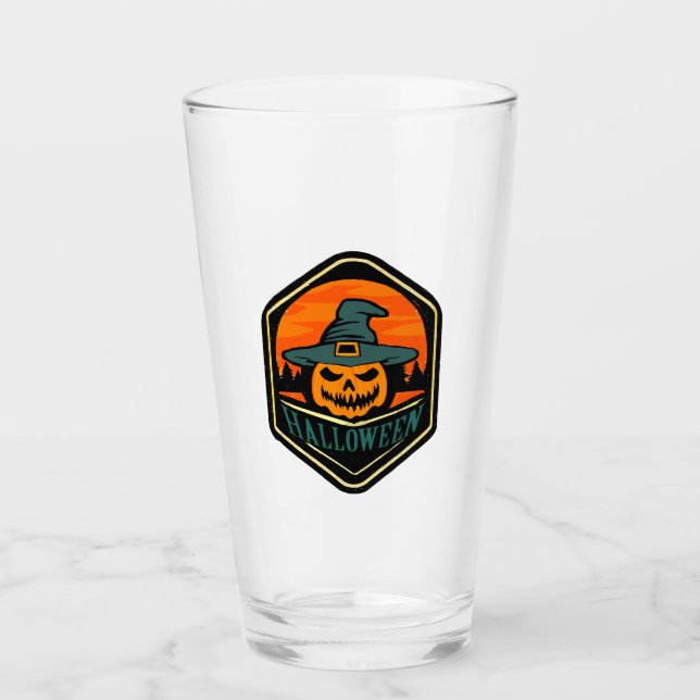 Halloween Jack O Lantern Pumpkin Pub Pint Glass (Anverso)