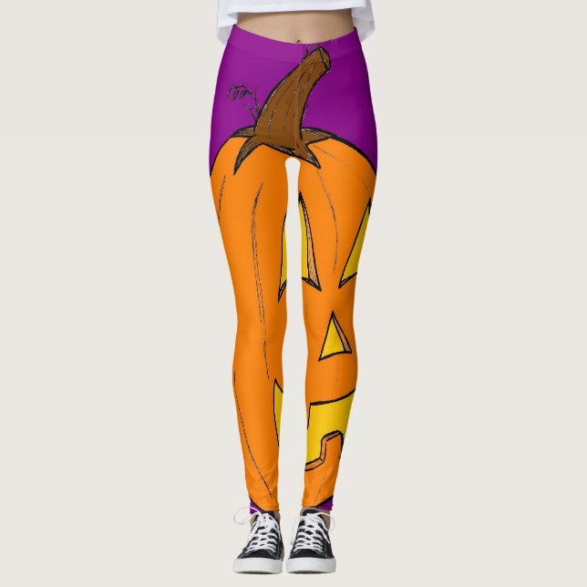 Halloween Jack o' Lantern Purple Leggings (Anverso)