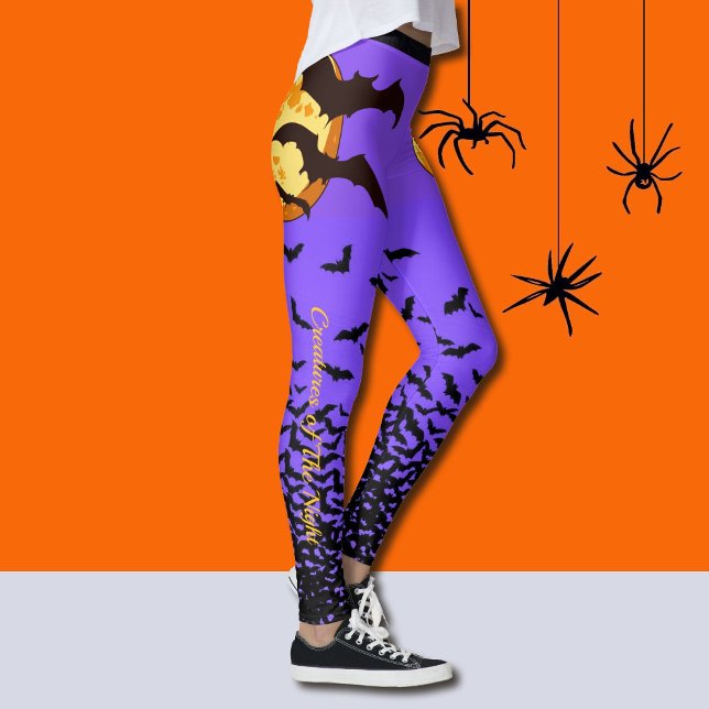Halloween Leggings Personalizar Bats Full Moon (Subido por el creador)