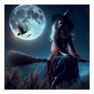 Halloween Magia Fantasy Witch Art Poster