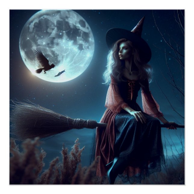 Halloween Magia Fantasy Witch Art Poster (Anverso)