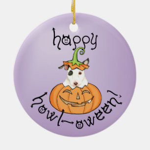 Halloween Mini Bull Terrier Ornamento cerámico
