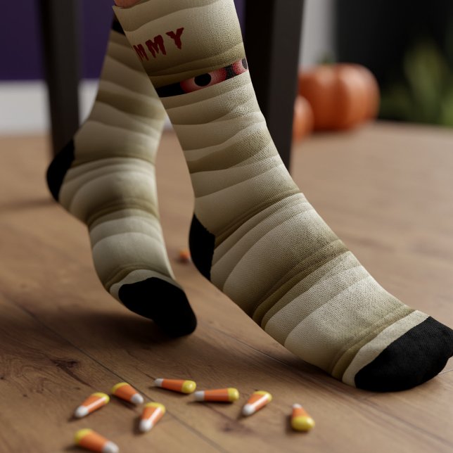 Halloween momia Monstruo Famosos Calcetines espelu (Mummy Monster Socks! Easiest Halloween costume for your feet. Add your name)