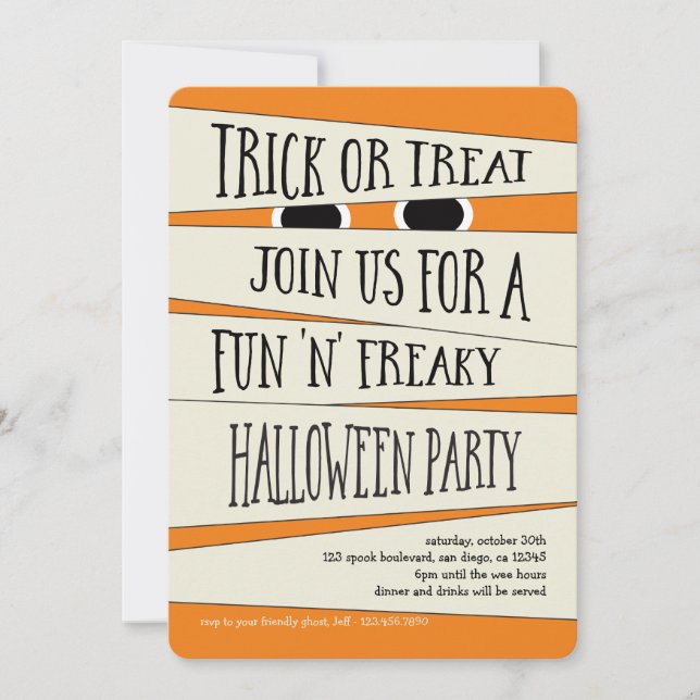 Halloween momificado en la invitación de la fiesta (Anverso)