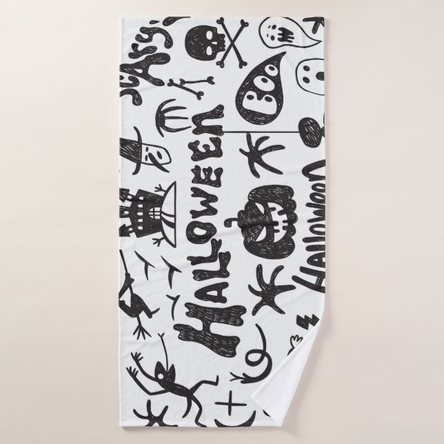 Halloween Monster Doodles Fun (Toalla de baño)