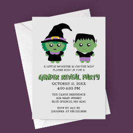 Halloween Monster Gender Reveal Party Invitación