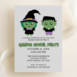 Halloween Monster Gender Reveal Party Invitación