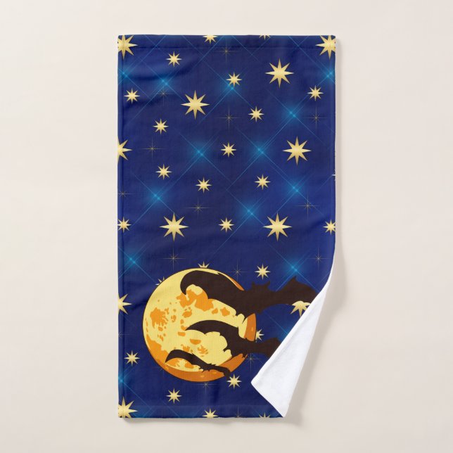Halloween Moon Bats Night Sky (Toalla de mano)
