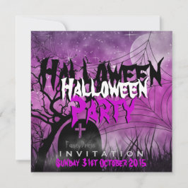 Halloween Moon+Spider Invitación Web Pink+Black