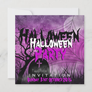 Halloween Moon+Spider Invitación Web Pink+Black