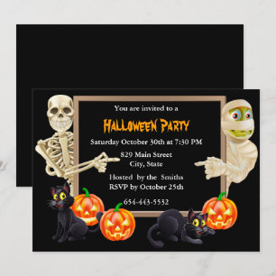Halloween Mummy Skeleton Party Invitación