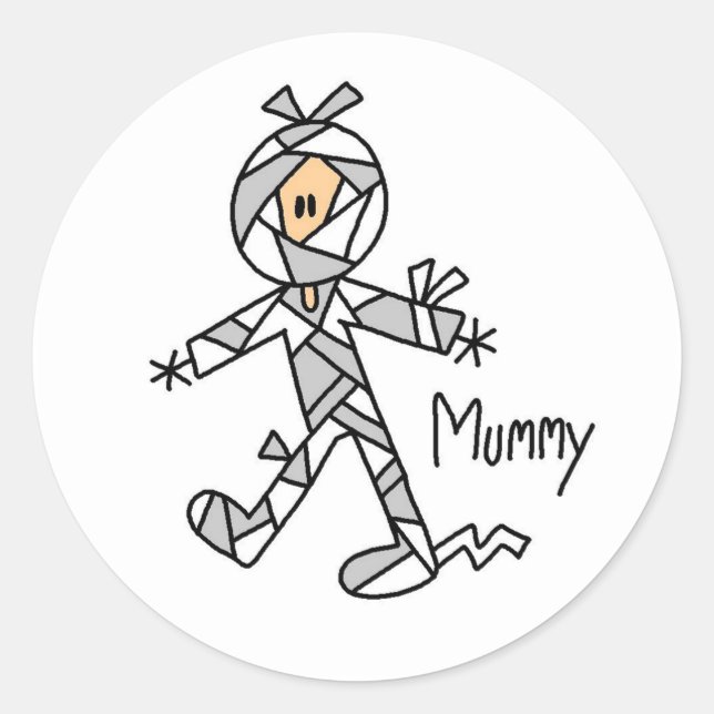 Halloween Mummy Stick Figure Pegatina (Anverso)