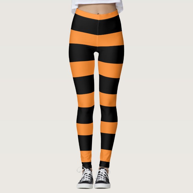 Halloween Naranja Black Stripes Leggings (Anverso)