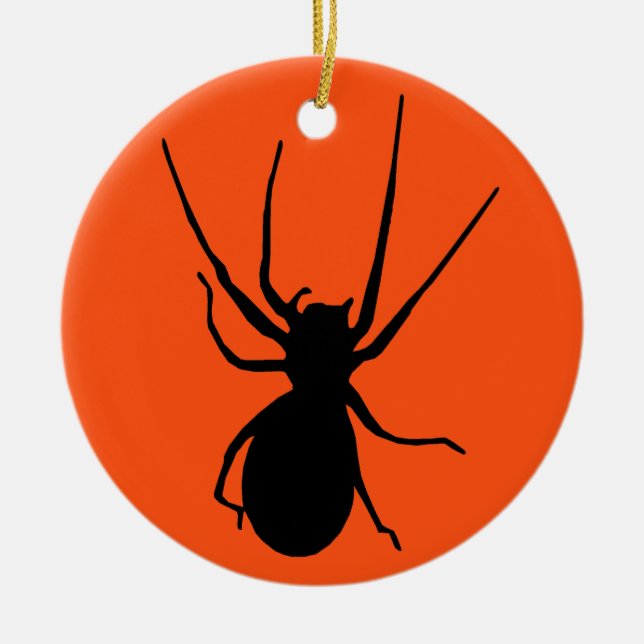 Halloween Naranja Ornamento de araña de creepa neg (Frente)