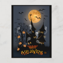 Halloween Noche Haunted Vampire Castle postal