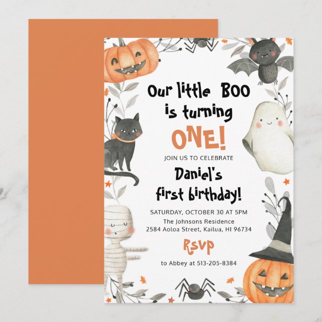 Halloween Nuestra invitación a la fiesta de cumple (Anverso / Reverso)