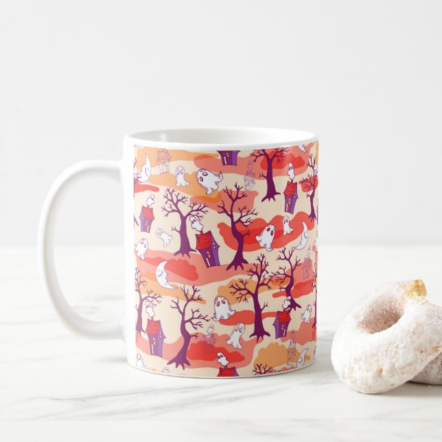 Halloween obsesionada con la Copa de Mug Naranja d (Con donut)