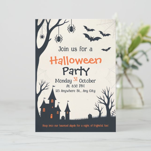 Halloween obsesionada con la invitación a la fiest (Anverso de pie)
