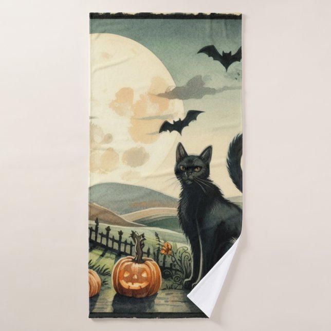 Halloween/otoño/otoño/otoño/calabaza/gato (Toalla de baño)