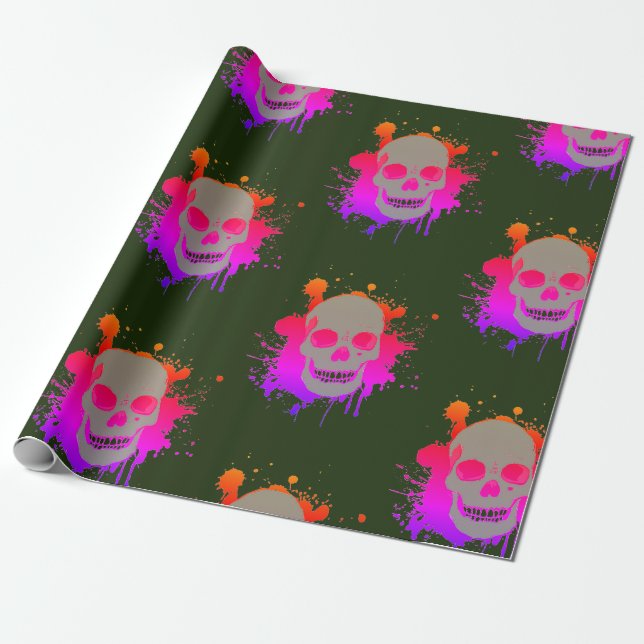 HALLOWEEN PAPEL DE ENVOLTURA DE HALLOWEEN NEGRO Y  (Desenrollado)