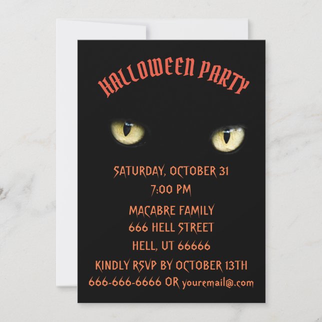 HALLOWEEN PARTY BLACK CAT Invitación (Anverso)