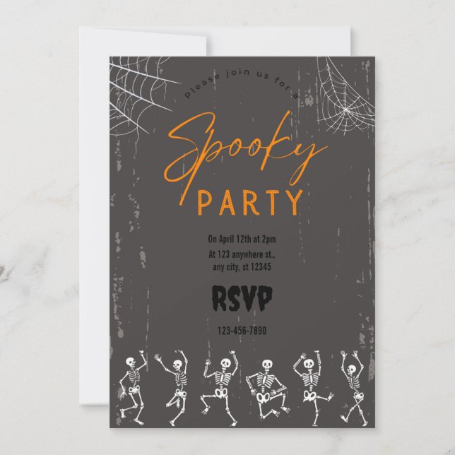 Halloween Party Dancing Skeleton Invitación (Anverso)
