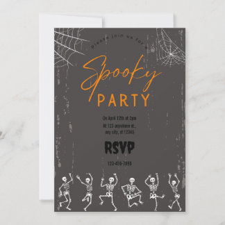 Halloween Party Dancing Skeleton Invitación