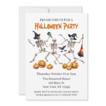 Halloween Party Dancing Skeletons Invitación