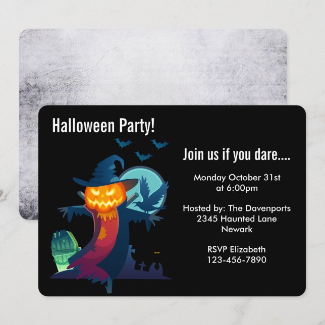 Halloween Party embrujó la invitación del espantap (Anverso / Reverso)