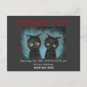 Halloween Party Invitación Black Cat Post Card Car