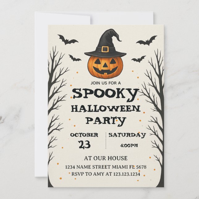 Halloween Party Invitación con asombrosa fantasía (Anverso)