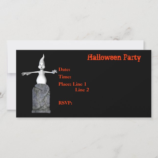 Halloween Party Invitación Ghost Tombstone Card (Anverso)
