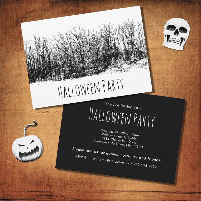 Halloween Party Invitación gótica en blanco negro (Subido por el creador)