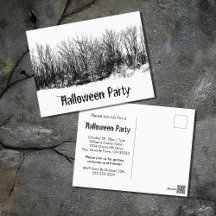 Halloween Party Invitación gótica en blanco negro
