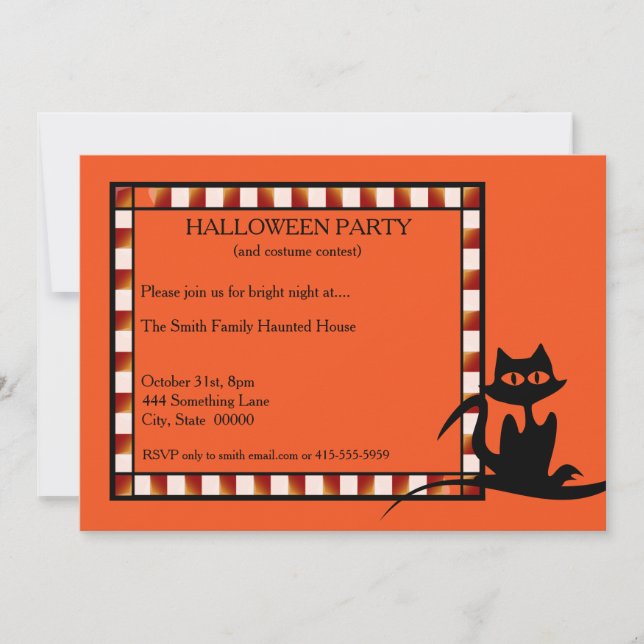 Halloween Party Invitación Naranja y negro (Anverso)