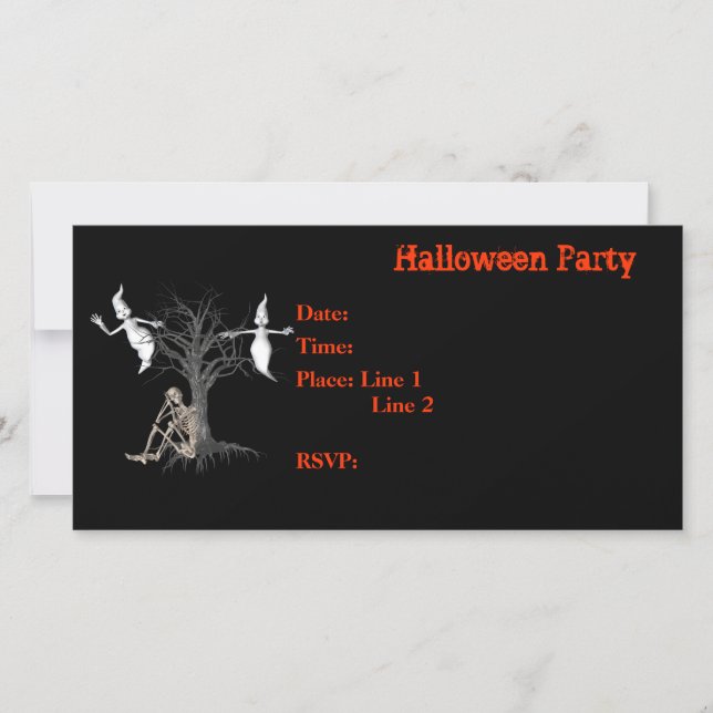 Halloween Party Invitación Skeleton Ghosts Card (Anverso)