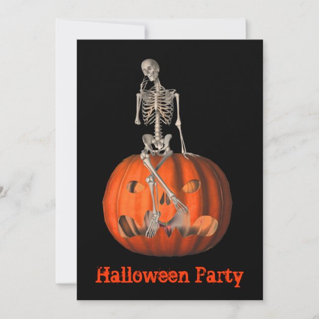 Halloween Party Invitación Skeleton Jack O Lantern (Anverso)