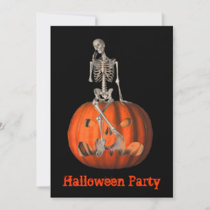 Halloween Party Invitación Skeleton Jack O Lantern