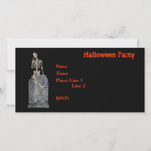 Halloween Party Invitación Skeleton Tombstone Card