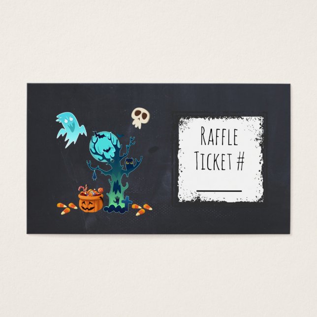 Halloween Party Raffle Ticket Spooky Ilustracion (Frente)