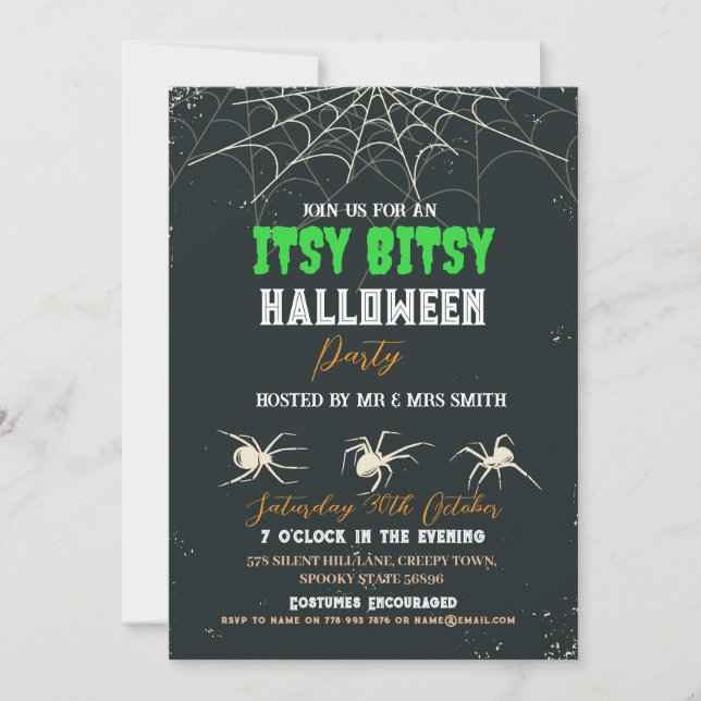Halloween Party Spider Horror Invitación (Anverso)