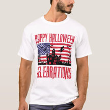 Halloween patriótico, camiseta de diseño con bande