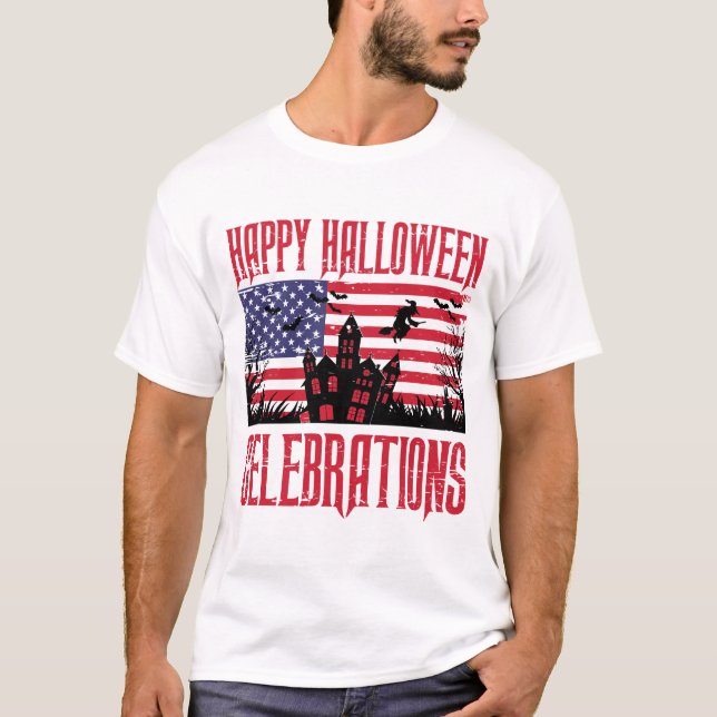 Halloween patriótico, camiseta de diseño con bande (Anverso)