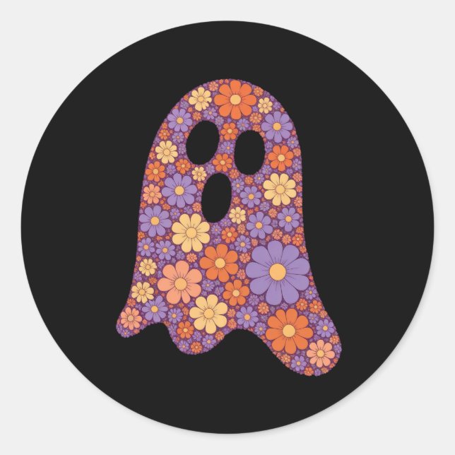 Halloween Pegatina de fantasma floral (Anverso)