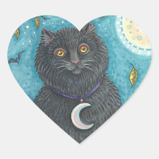 HALLOWEEN PEGATINAS DE GATO NEGRO SHEET Heart (Anverso)