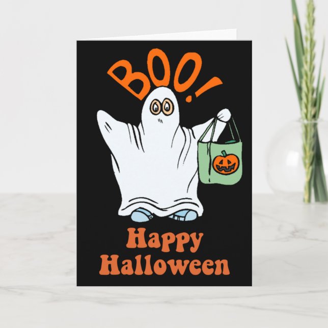 Halloween Personalizado Fantasma Trick o Tarjeta d (Anverso)