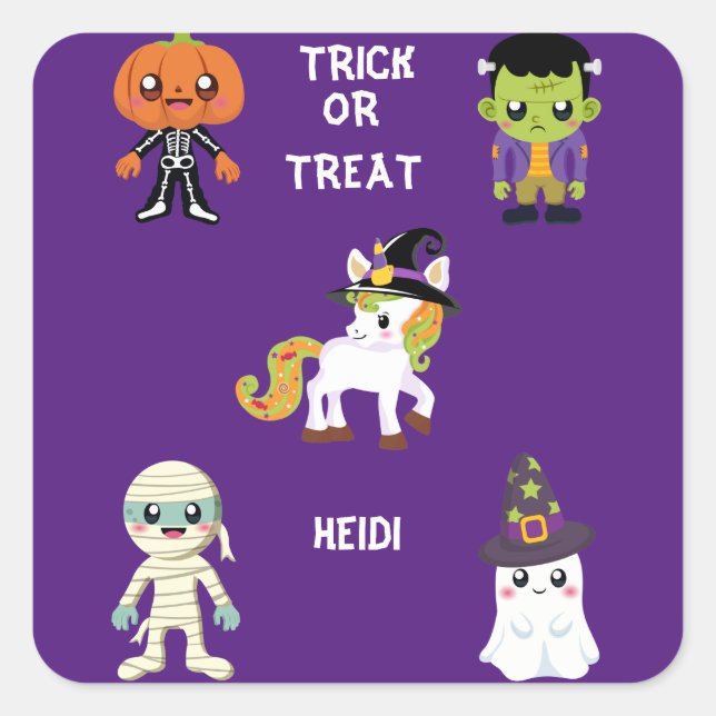 HALLOWEEN "PERSONALIZADO PEGATINA DE TRICK O TRATA (Anverso)