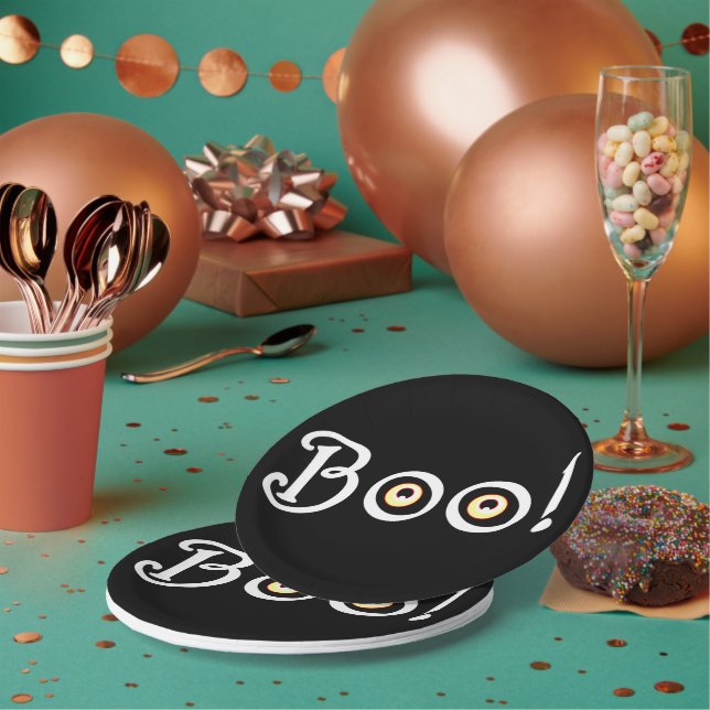 ¡Halloween Plates Festividad BOO! Platos de papel (Multi)